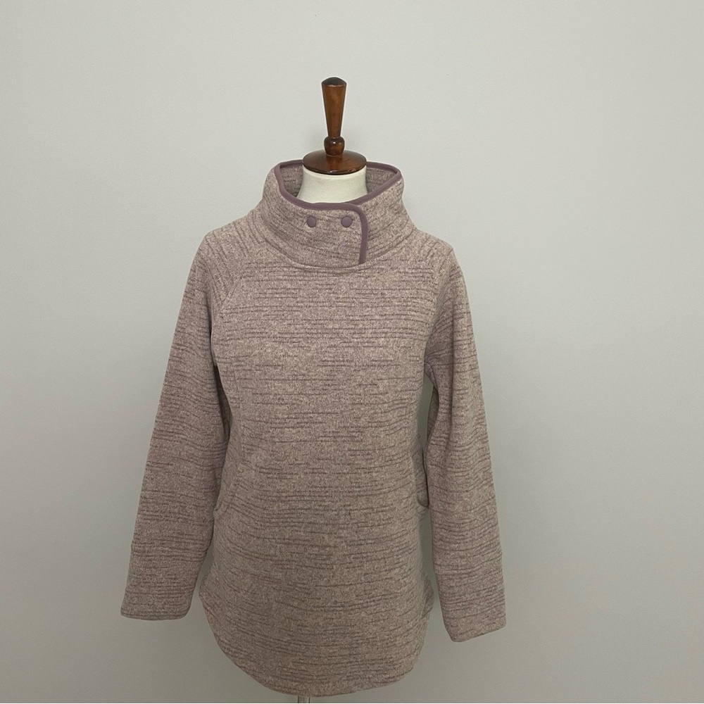 Prana Sweater Pullover Tri Thermal Threads Tunic Polartec Fleece Pockets Mauve